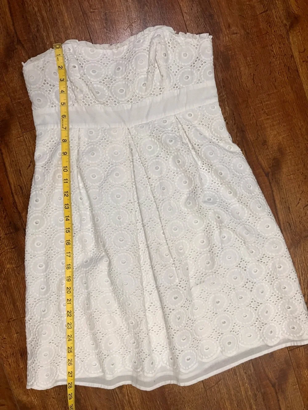 Lili Pulitzer “Little White Dress” Strapless White Eyelet A-Line Dress - Picture 8 of 9